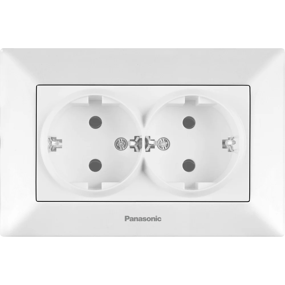 Розетка Panasonic двойная с/з белая WNTC02052WH-EUI Arkedia/315-36060
