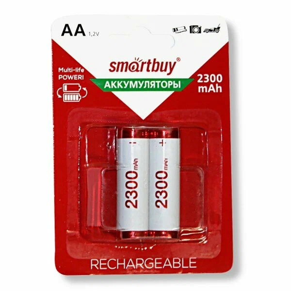 Аккумулятор NiMh Smartbuy AA/2BL 2300 mAh (24/240) (SBBR-2A02BL2300) упак/3898