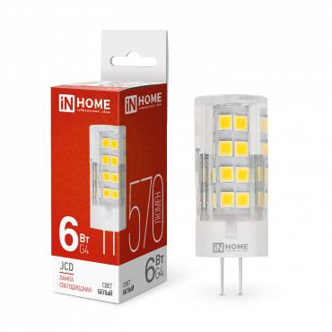 Лампа LED IN HOME JCD 6Вт капсульная прозрачная 4000К нейтр. бел. G4/1513197