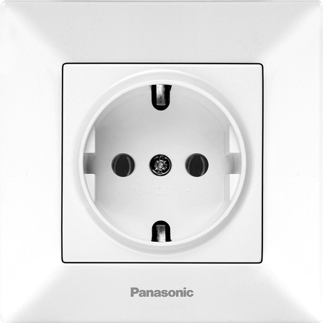 Розетка Panasonic одинарная с/з белая WNTC02022WH-EUI Arkedia /315-36050