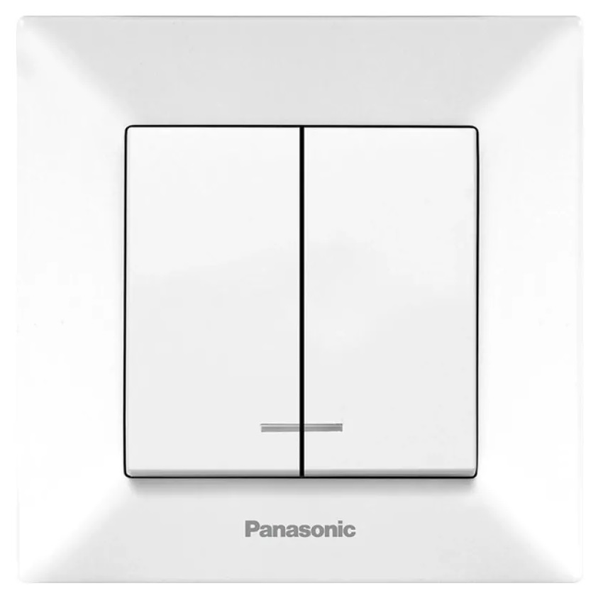 Выключатель Panasonic двойной белый с индикатором WNTC00102WH/315-36027
