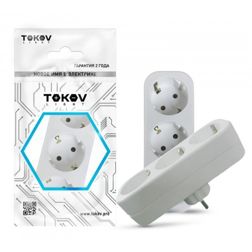 Разветвитель электр. 3-м с/з 16А IP20 полипроп. белый TOKOV ELECTRIC TKL-S3Z-C01 /1769147