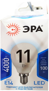 Лампа светодиодная ЭРА STD LED Р45-11W-840-11Вт шар нейтральный белый цвет/2561
