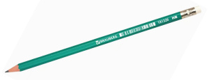 Карандаш чернографитный BRAUBERG 1 шт, НВ, с резинкой, пластиковый 181326