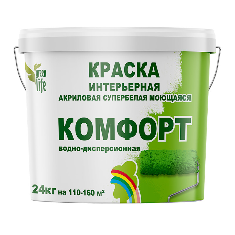 Краска РАДУГА КОМФОРТ для стен и потолков моющаяся 7 кг /1608