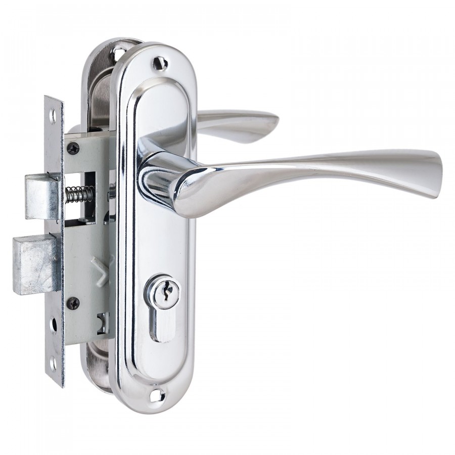 Замок врезной СТАНДАРТ 103/50 СР хром с ручкой /4845