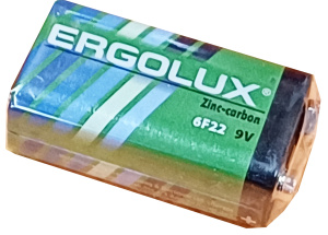 Батарейки Ergolux 6F22 SR1 (6F22SR1, крона солевая 9В0