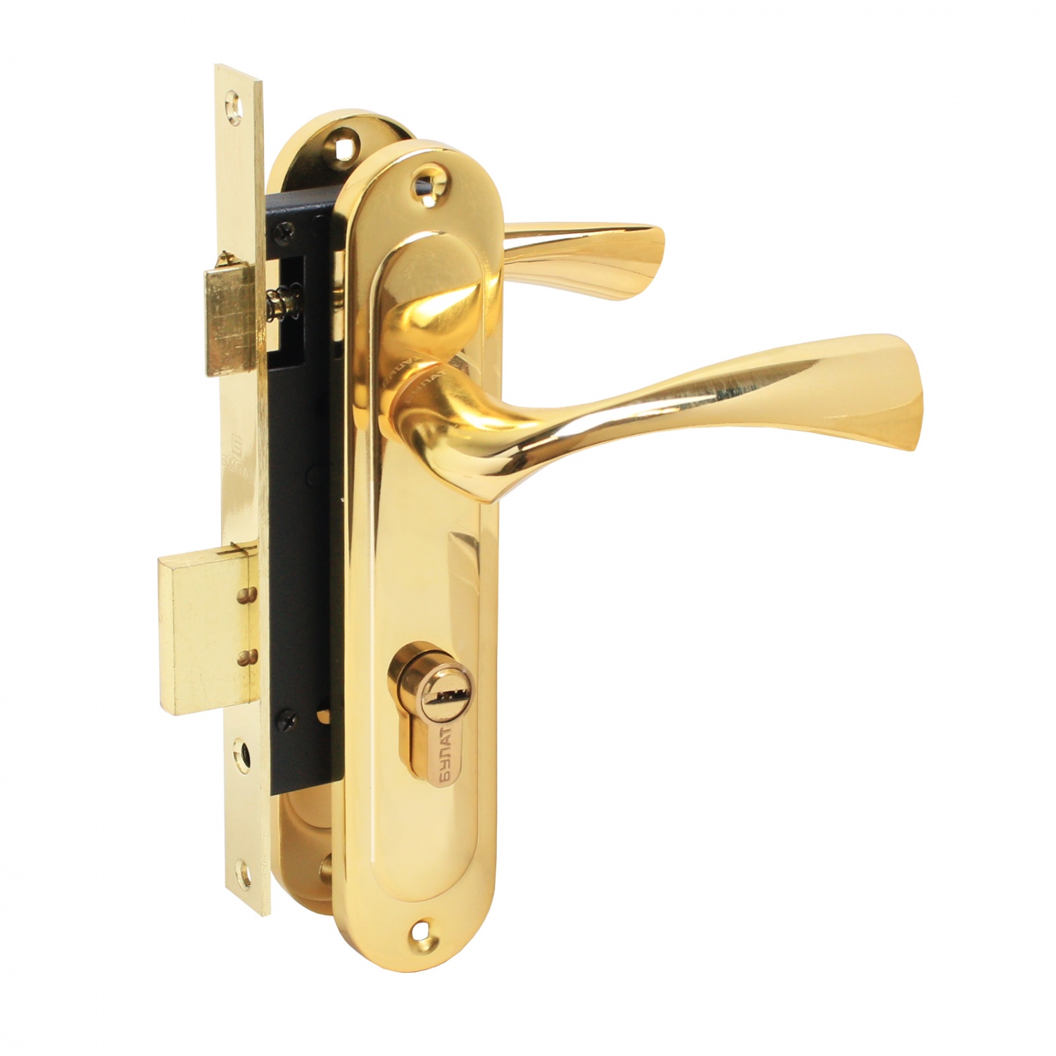 Замок врезной БУЛАТ ЗВ4-1.70.03.05 НОМОС золото 5 перф.кл. с ручкой /13975