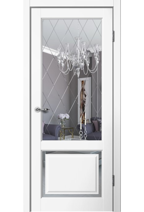 Е03 Полотно дверное 800*2000 ПВХ эмалит белый ЗЕРКАЛО/Е03-800