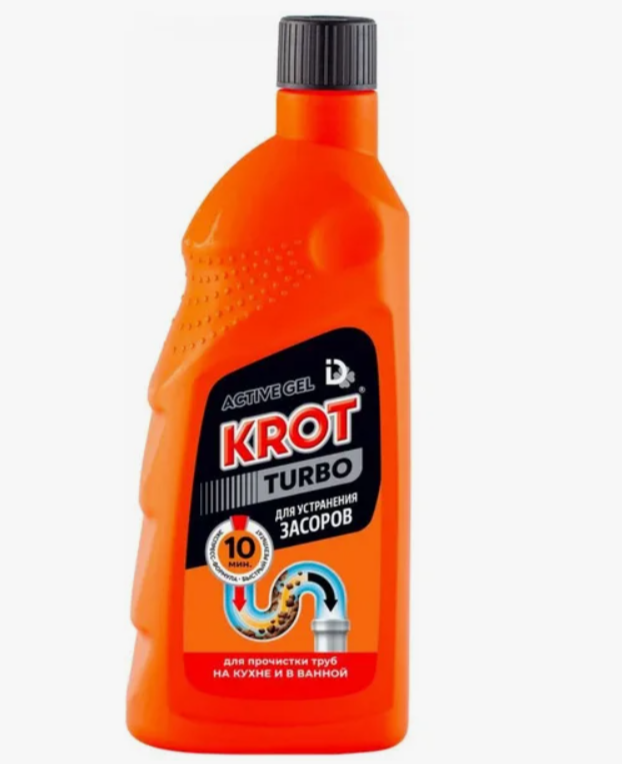 Средство для прочистки труб КРОТ ТУРБО гель 500гр/3864