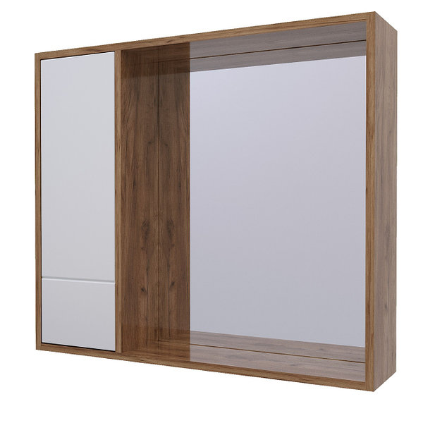 Шкаф навесной AVK2 500 Ангелика, 1дверь+зеркало, основной, дуб крафт золотой,молочный глянец/230752