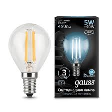 Лампа Gauss LED Globe Clear 4W E14 4100К 105201204