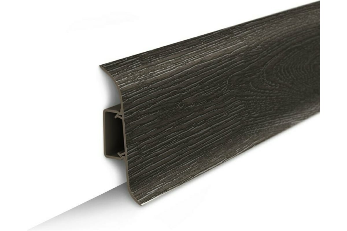Плинтус напольный с центр.планкой 55мм 2,2м Идеал Классик 302 Венге черный