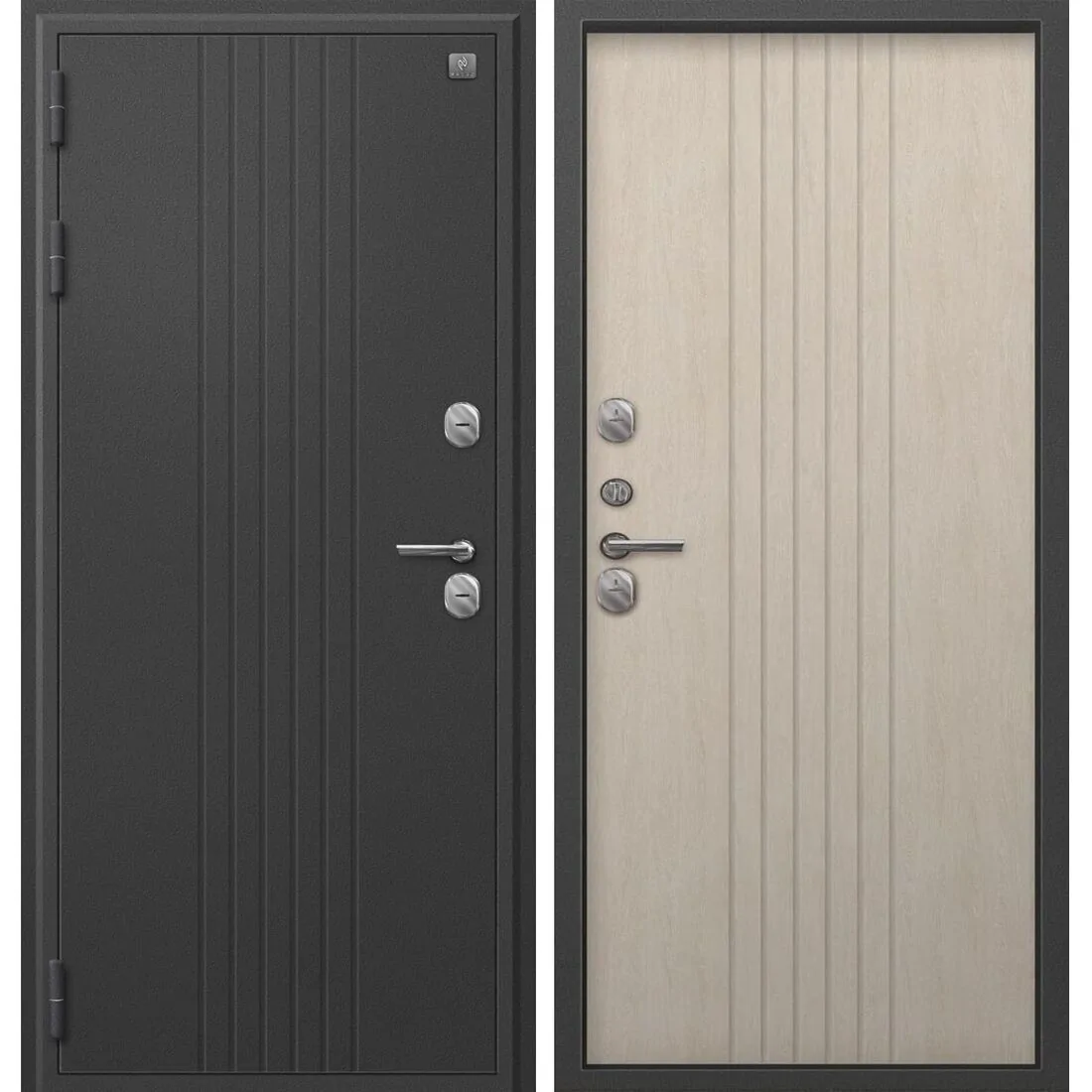 Дверь Т-90 Графит букле - Седой дуб, 960*2050 ЛЕВАЯ/9090