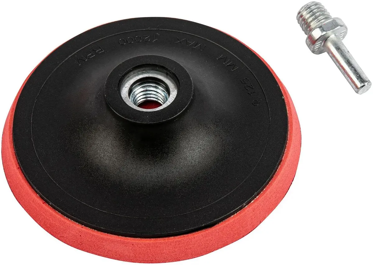 Насадка для дрели и УШМ с липучкой, 125 мм с адаптером /Сибртех 76235