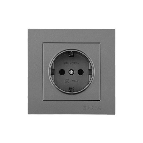 Розетка ЗАРЯ ВТ-10 1гн с/з  серый soft-touch/4849