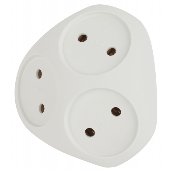 Разветвитель электрический ЭРА SPx-3-W 3 гн. б/з 10А/ 9903