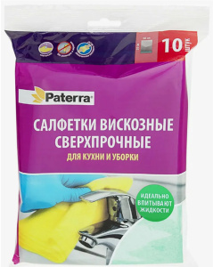 Салфетки вискоза PATERRA, сверхпрочные, 30*38 см, 10 шт