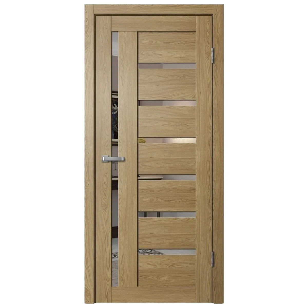 В06 Полотно дверное 700*2000 ПВХ дуб европейский ЗЕРКАЛО/580-700 (заказная)