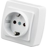 Белая розетка с/з 800-0200-218 с крышкой