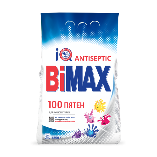 Порошок стиральный BIMAX ручная стирка м/у 1800гр 100 пятен/7445