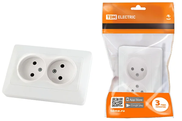 Розетка двойная 2П 10А 250В белая Ильмень TDM/1823-0011