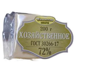 Мыло хозяйственное твердое (в обертке) 72% 200гр Р1057