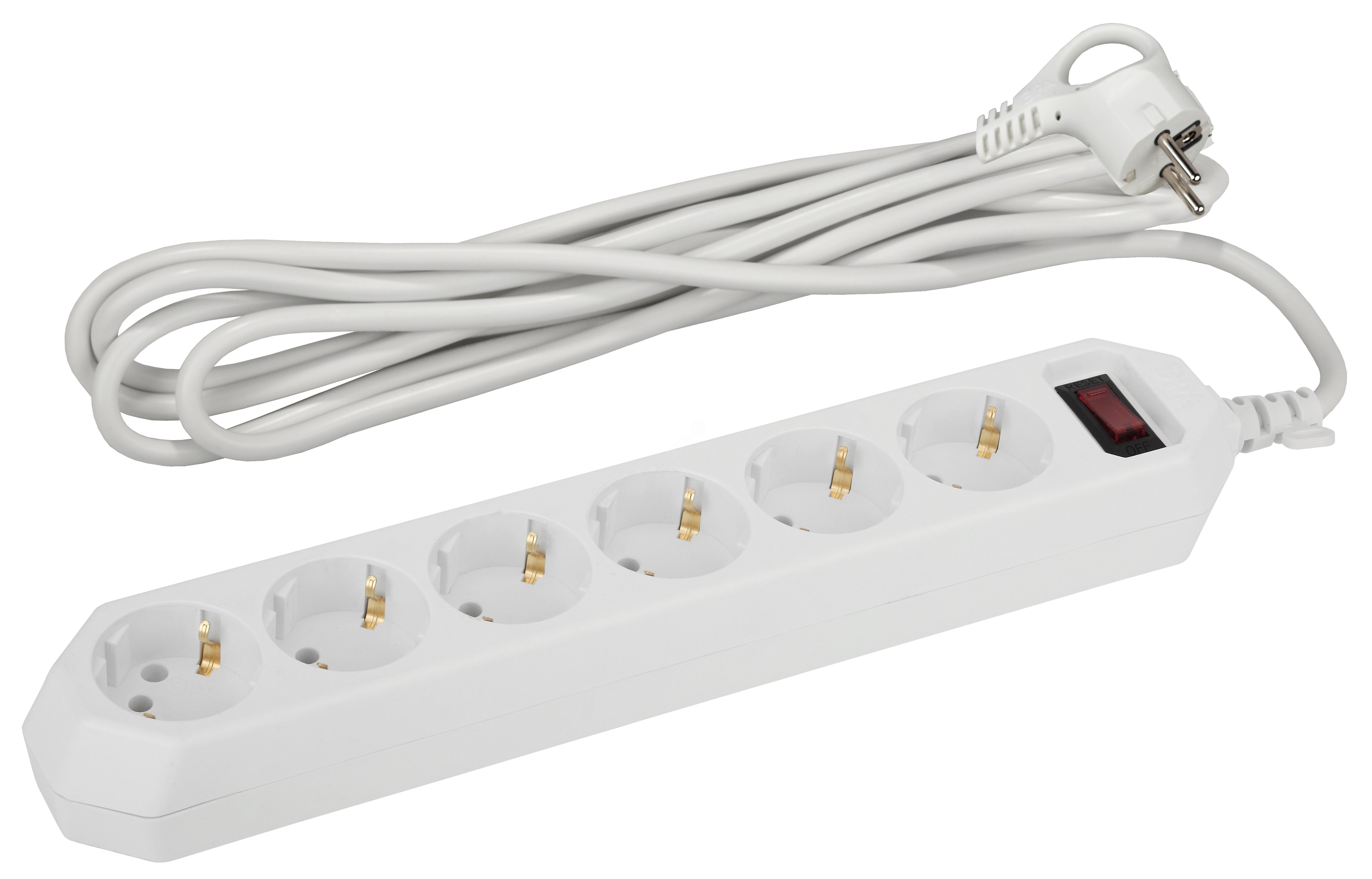 Фильтр сетевой ЭРА 6гн 3м с/з с выключателем белый /7655