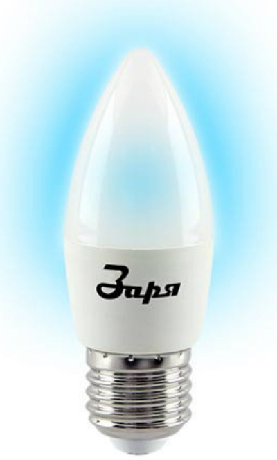 Лампа LED ЗАРЯ С37/8W/6400/Е27 Пуля Эконом /1746