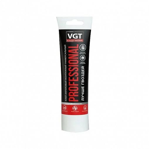 Клей VGT PROFESSIONAL акриловый монтажный универсальный 0,3кг белый туба