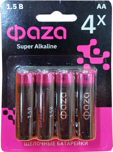 АА  щелочная батарейка LR 6 ФАZА Super Alkaline BL-4 1/4/48/576