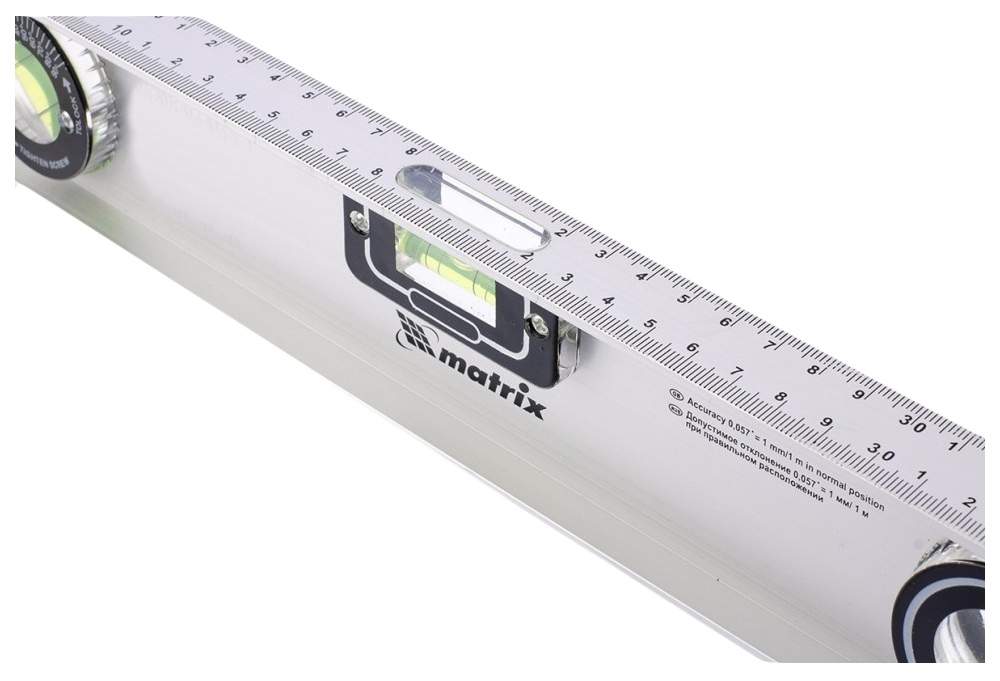 Уровень алюминиевый MATRIX 1200 мм, 3 глазка, поворотный /34032