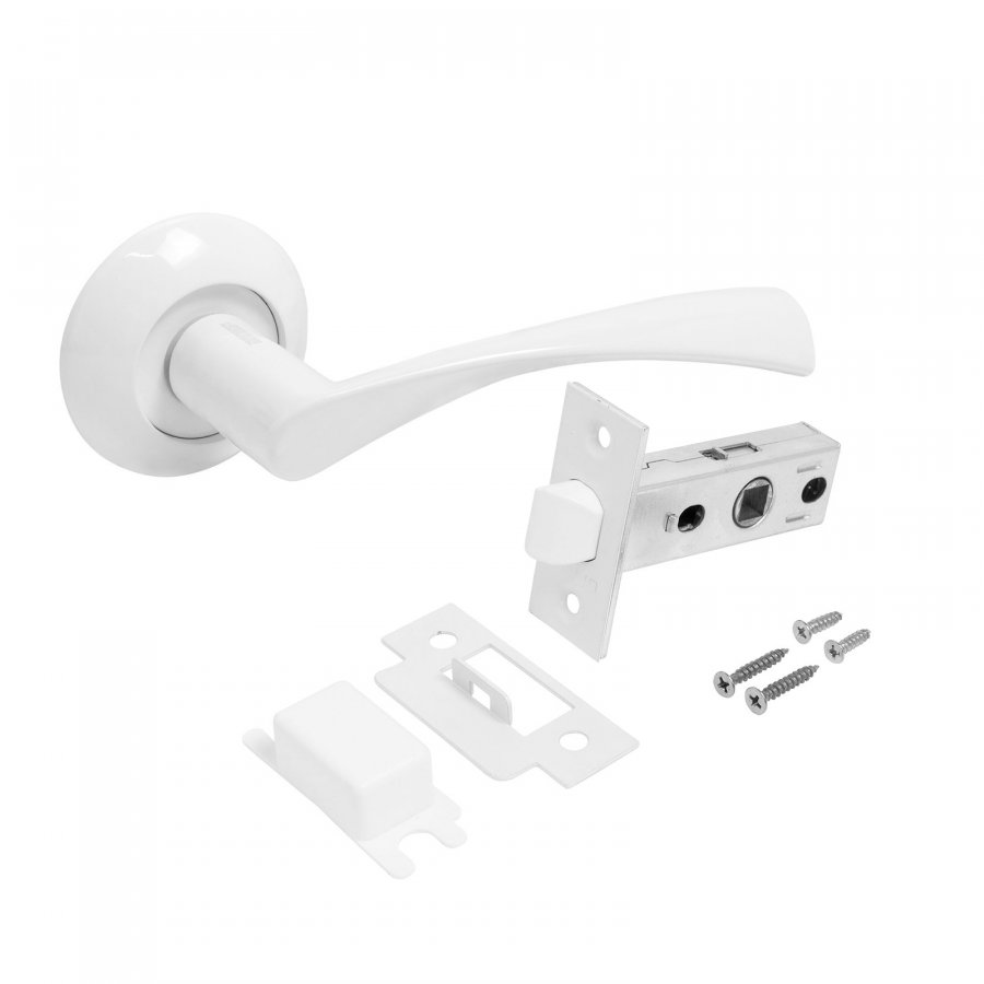 Комплект ручка и защелка АЛЛЮР АРТ "ОСКАР" W+L45-8 W (13110/S45) мат. белый /14675