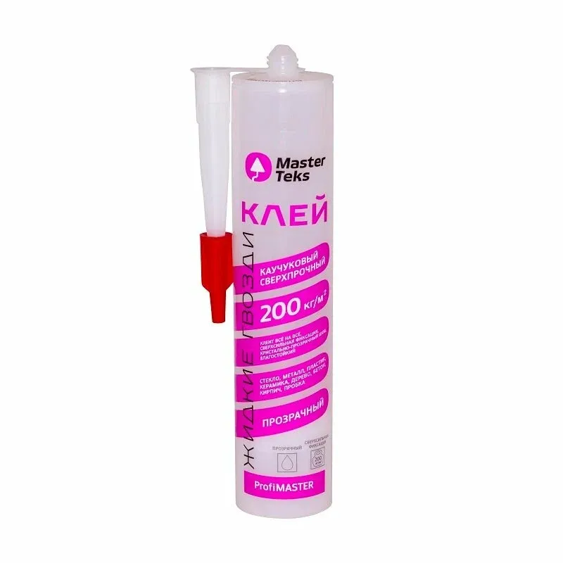 Клей каучуковый Жидкие гвозди MasterTeks ProfiMaster 200кг/м2 сверхпрочный 300гр прозрачный/2868