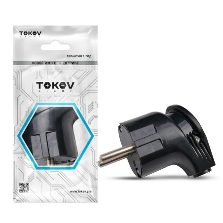 Вилка угловая 16А с/з черная TOKOV ELECTRIC TKL-PLUZ-C05 /1745032