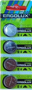Батарейки Ergolux CR2032 (CR2032-BP5,литиевая табл.,3V) 1шт/5713