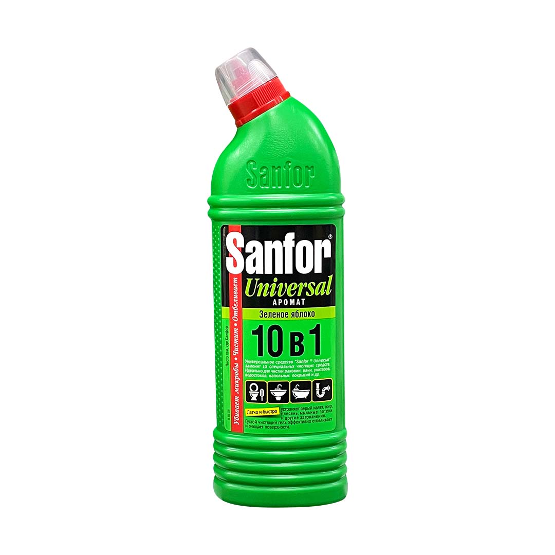 Средство для чистки и дезинфекции SANFOR Universal 750г зеленое яблоко/1542
