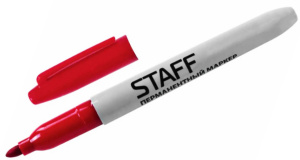 Маркер перманентный нестираемый STAFF EVERYDAY, красный, эргономич. корпус, кругл. након. 2мм 151235