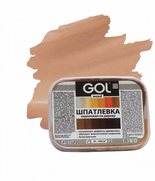 Шпатлевка АКРИЛОВАЯ по дереву GOL wood МАСТЕР (0,15 кг), темный орех/лоток Wd.250,11