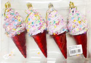 Шары новогодние "Мороженое" LRE1404 14см