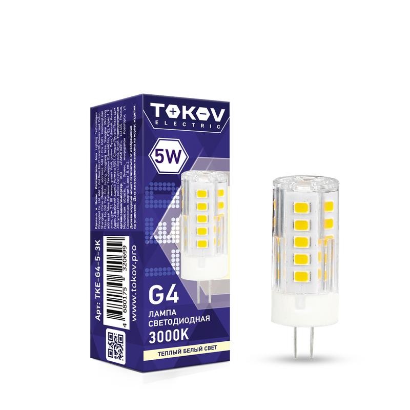 Лампа светодиодная 5Вт Capsule 3000K G4 220-240B TOKOV ELECTRIC /1660429