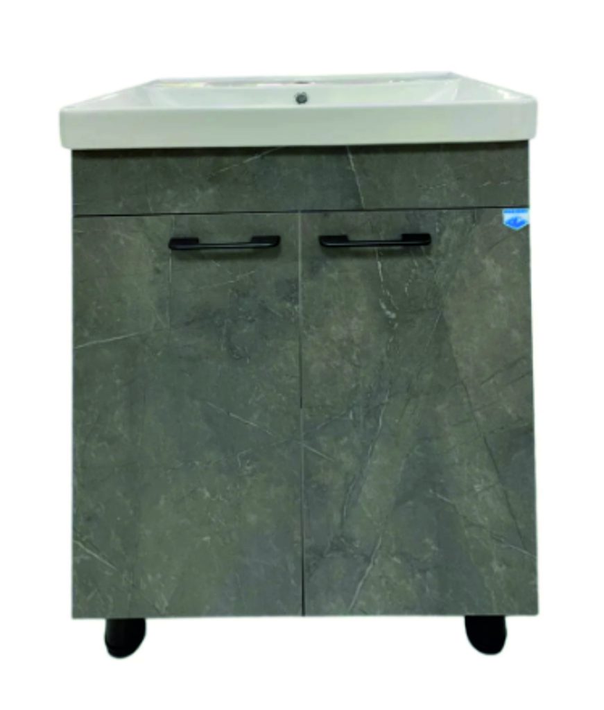 Тумба Neo 80 напольная, 2 двери, 2 полки справа, бетон/235971