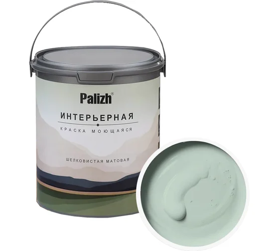 Краска интерьерная шелковисто-матовая "Palizh" (1,4 кг), папоротник № 812, PALIZH/812-1,4
