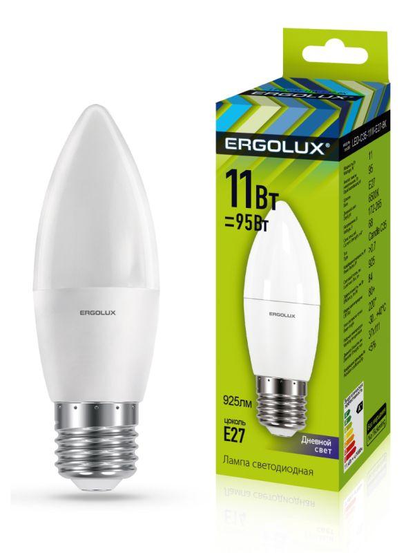 Лампа светодиодная Ergolux Свеча 11Вт Е27 6500К 6К/0073