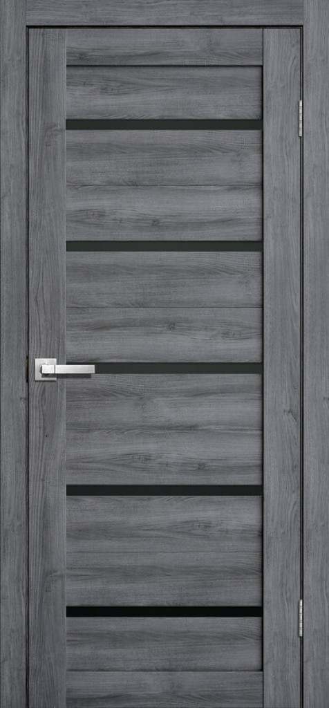 L26 Полотно дверное 700*2000 Дуб стоунвуд черное стекло/522-700