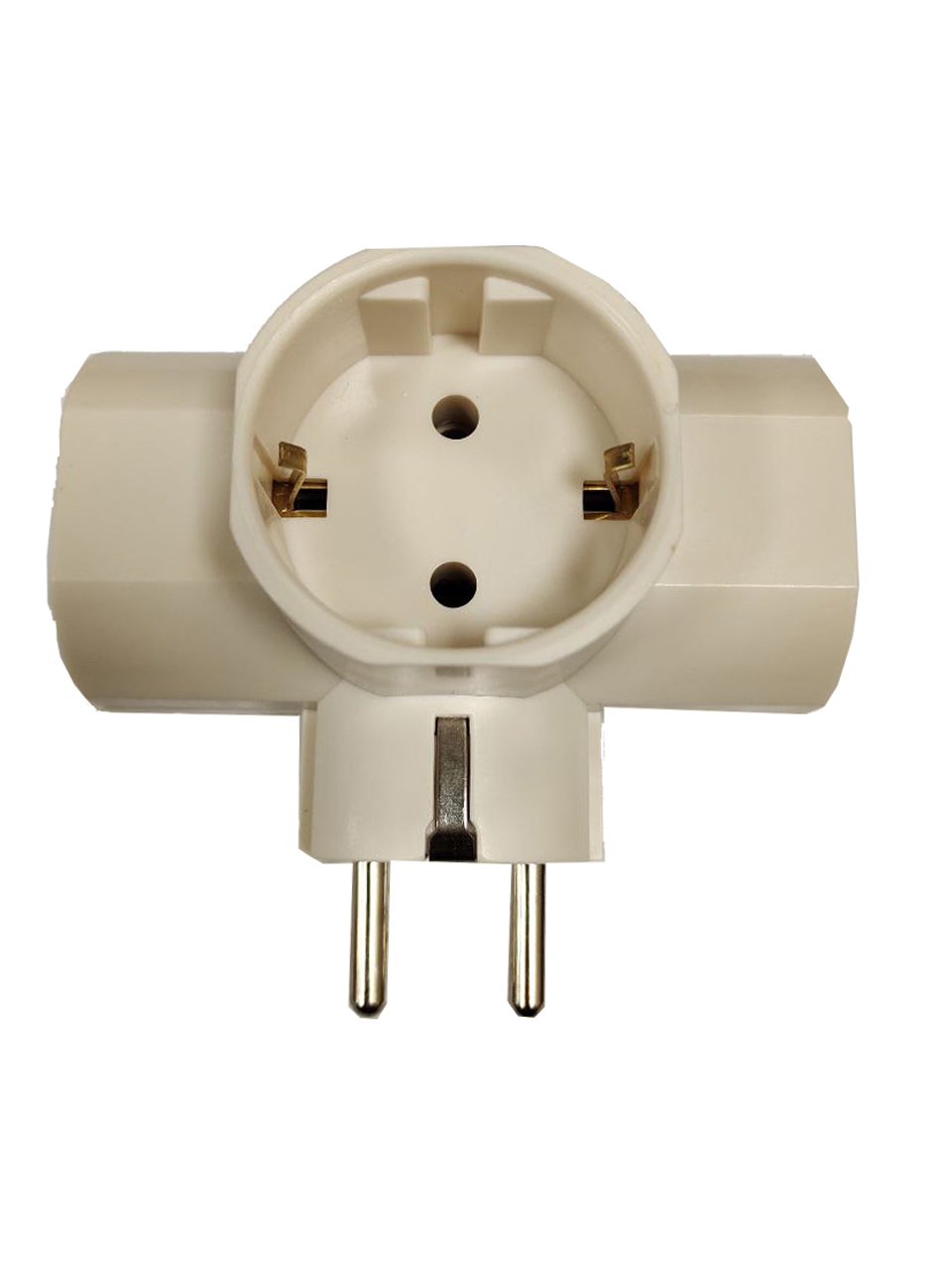 Тройник куб 16А б/з белый (бежевый) эконом ЗАРЯ/5067