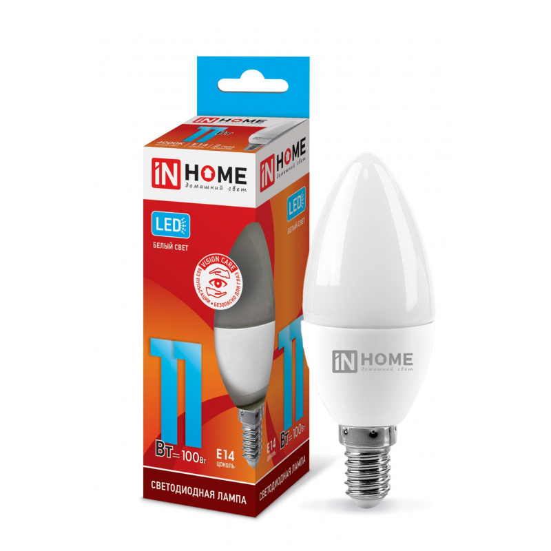 Лампа светодиод. IN HOME LED свеча VC 11Вт Е14 4000К /530176