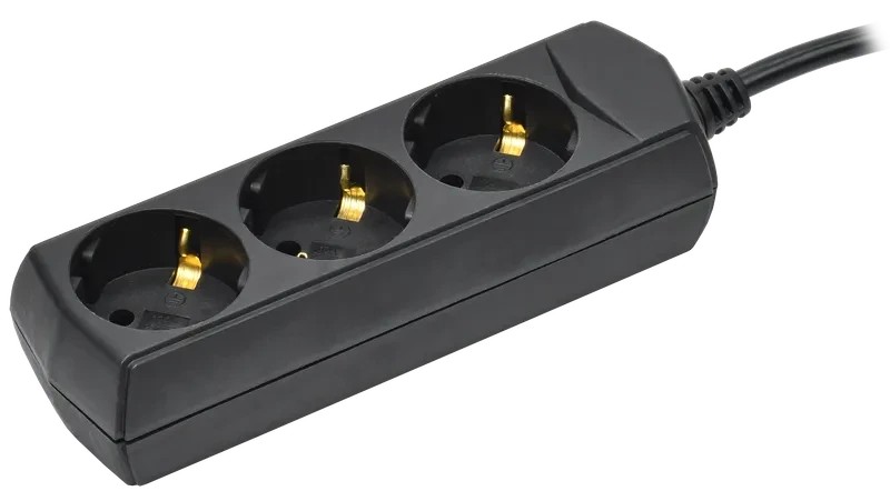 Удлинитель ЗАРЯ 3гн 3м с/з черный/5027