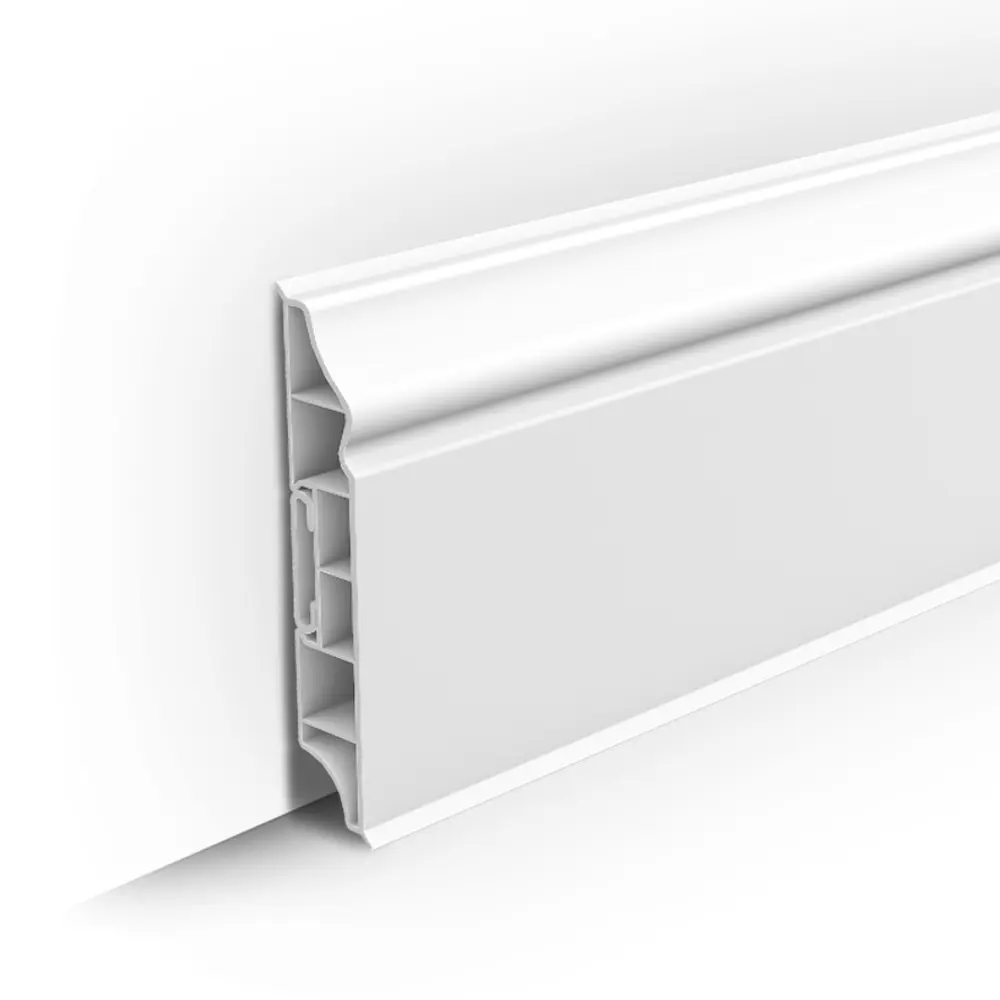 Плинтус напольный округлый 80мм 2,2м Идеал Дюра 001 Белый /6795