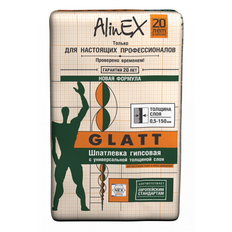 Шпатлевка AlinEX GLATT 25 кг, гипсовая /3577 